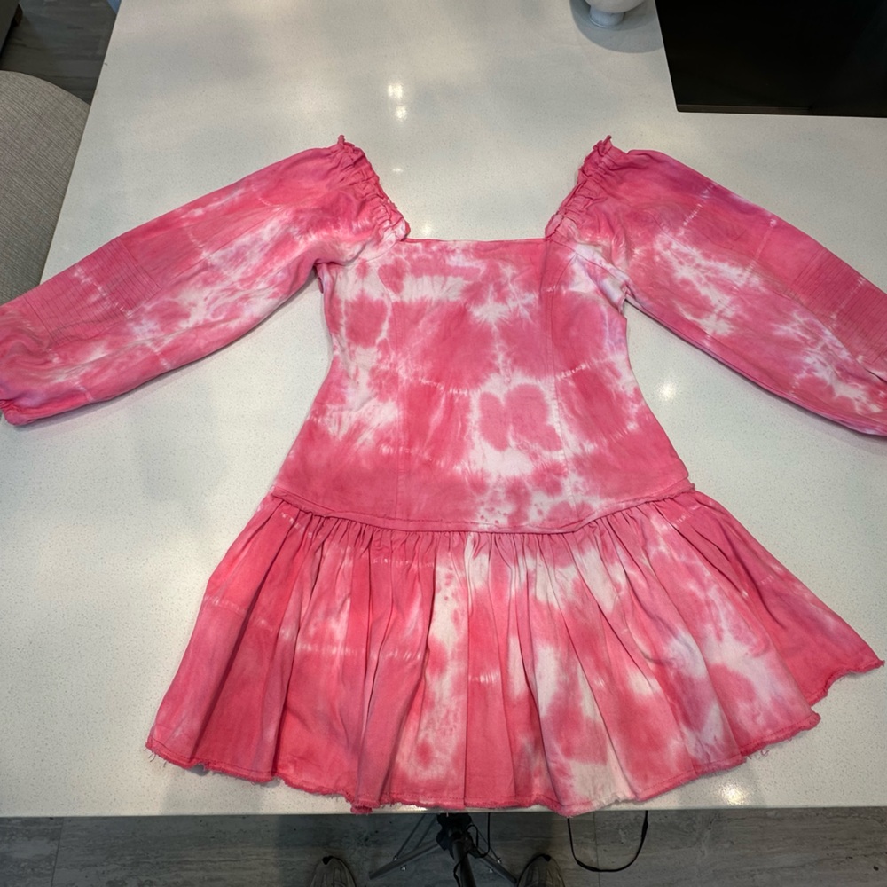LoveShackFancy Pink Chai Tie-Dye Dress